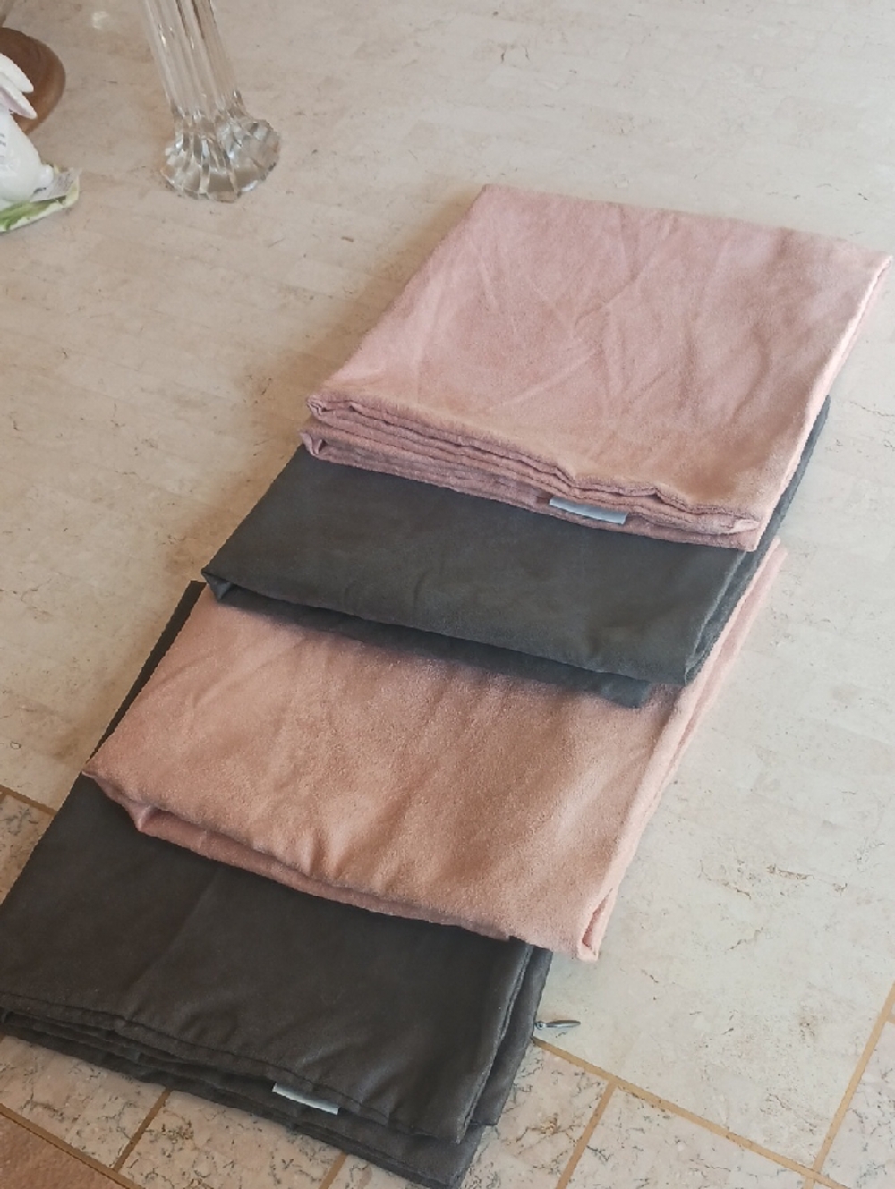 Accent Throw Pillow Cases/ Faux Suede, 20x20" NEW..set of 4, "peach & gray